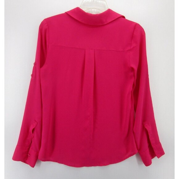 Express Top XS Portofino Shirt Button Down Career Pockets Roll Tab - Picture 8 of 12